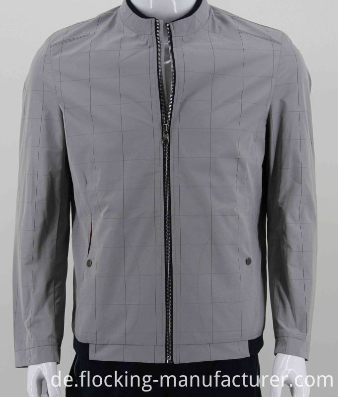 Check Pattern Memory Fabric for Woven Mens Bomber Jacket